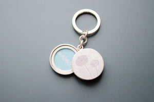 mabotte Schlüsselanhänger für zwei Fotos aus Sterling Silber mit Pusteblumen