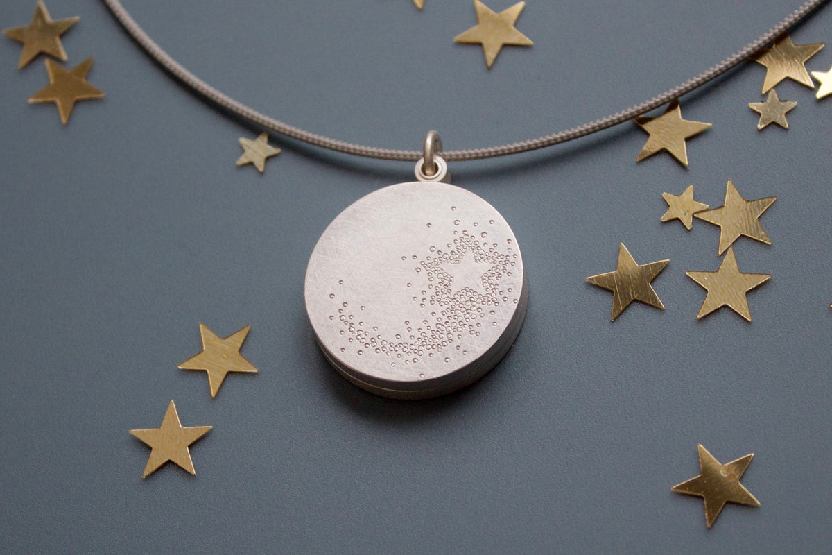 Opening Star Locket wish locket for two photos with shooting star design in sterling silve ...