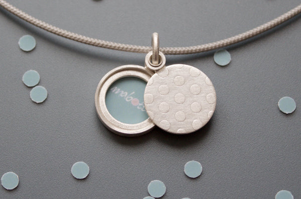 charming photo locket with polka dots in sterling silver