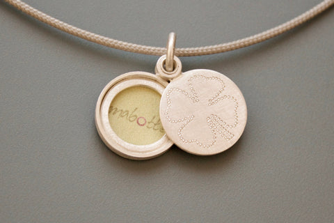 lucky charm photo locket in sterling silver with clover leaf