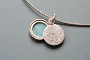 custom made photo locket with your name in sterling silver