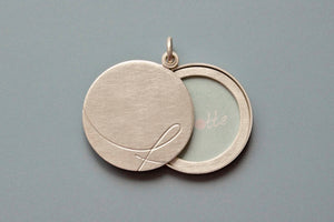 custom initial locket for one large picture in sterling silver