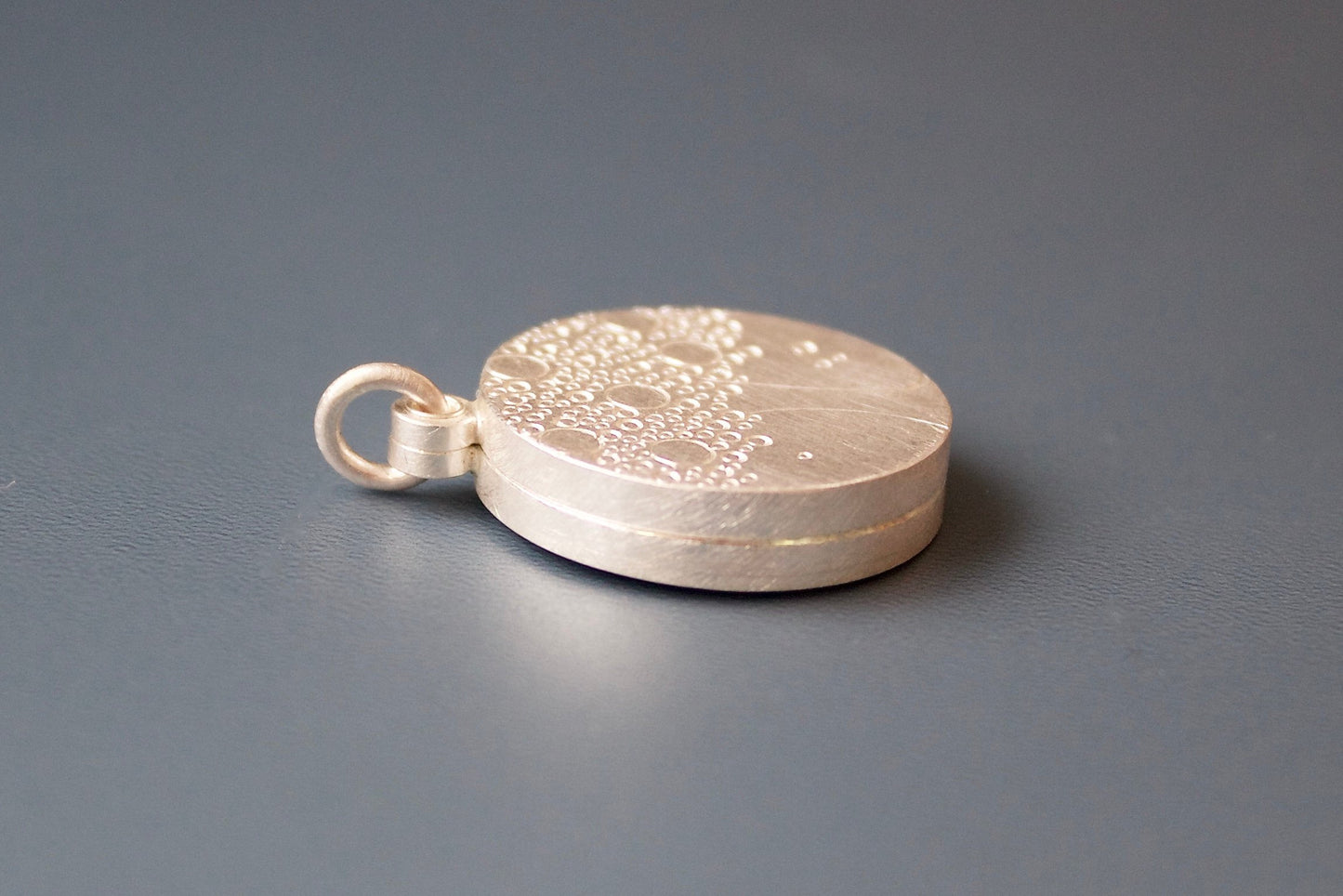 double photo locket with family tree handmade in sterling silver