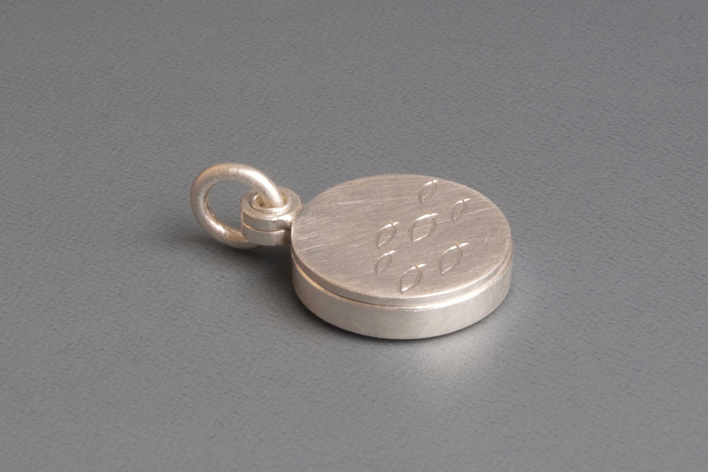 small sterling silver locket for one photo with school of fish