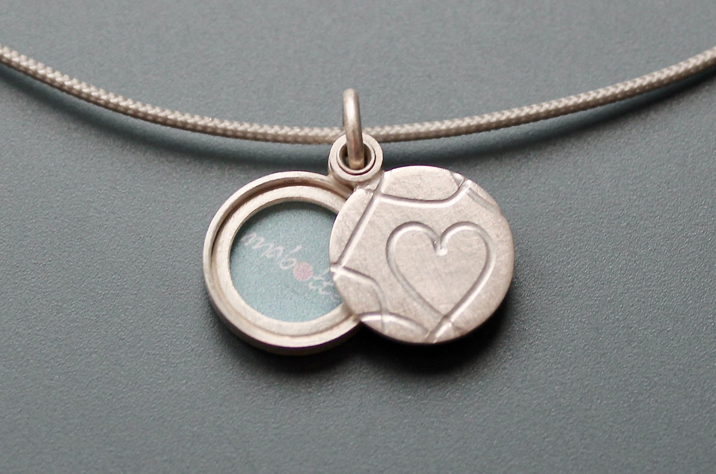 romantic picture locket with elegant heart design handmade in sterling silver