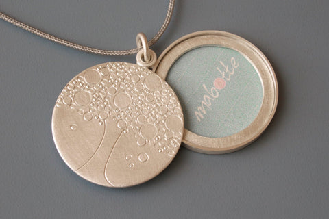 handmade sterling silver picture locket with tree